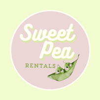 Logo for Sweet Pea rentals, a baby and childrens equipment hire business with prams, highchairs, car seats and more to rent in the UK